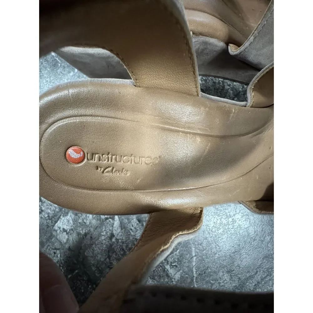 Clarks Taupe Suede Open-Toe Heels